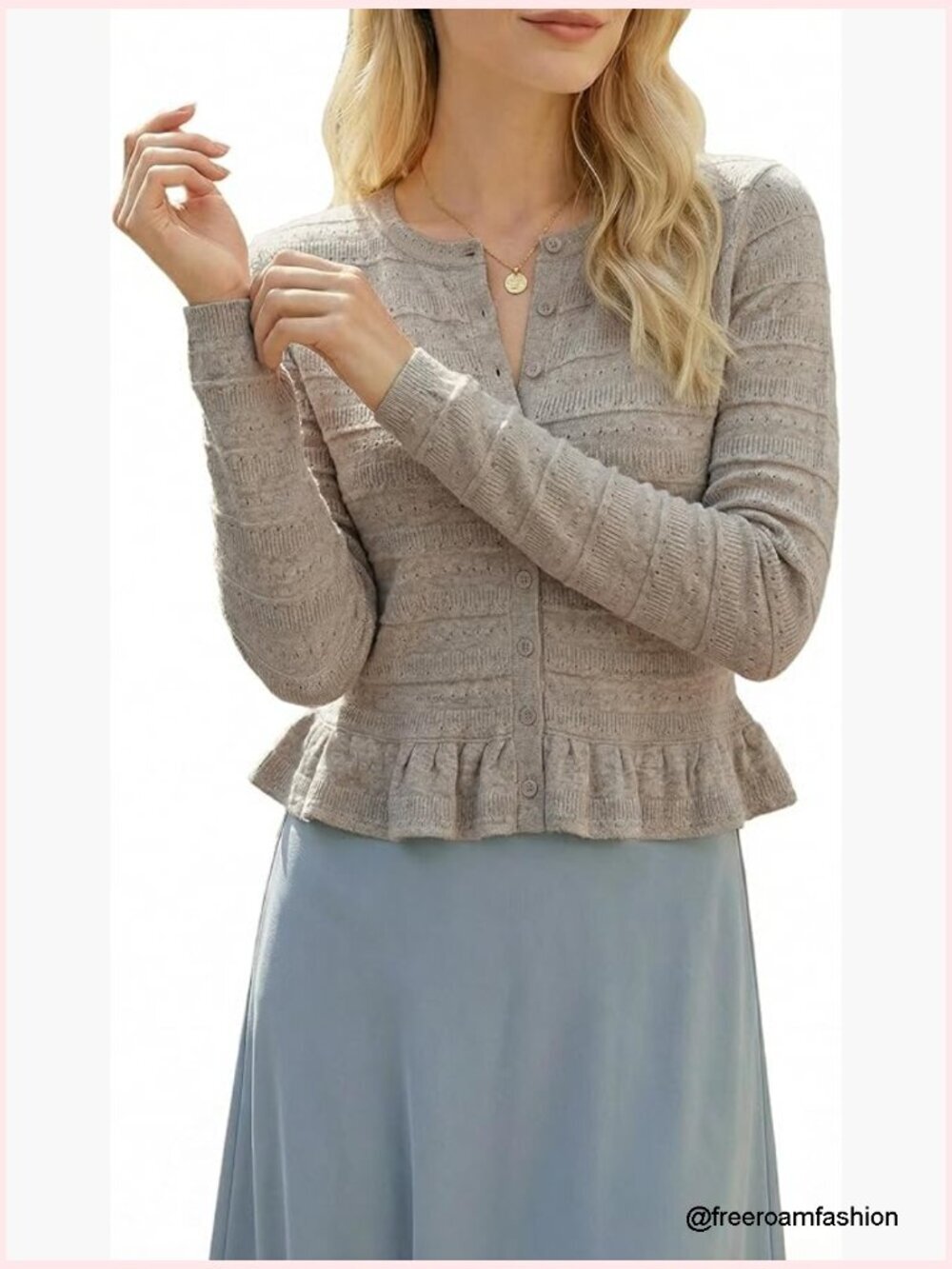 Wool Blend Cropped Ruffle Cardigan Shrug Button Down